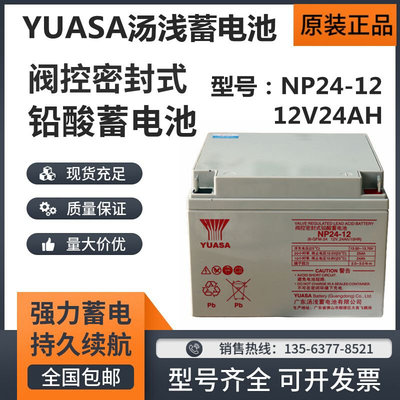 汤浅蓄电池12V24AH铅酸免维护UPS应急消防主机NP24-12机房电源用