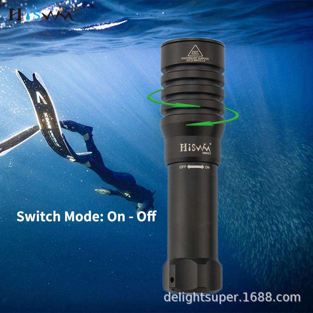 跨境新品DM001 SST20旋拧款水陆双用潜水手电筒防水充电18650电筒