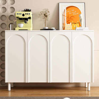 实木奶油风餐边柜家用置物柜碗柜现代简约酒柜靠墙一体小户型边柜
