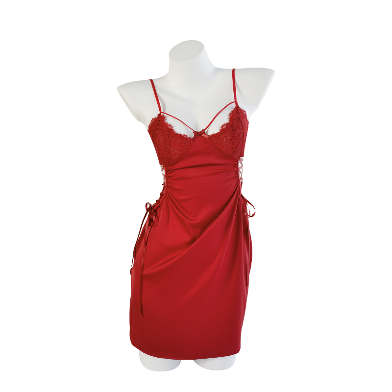 哎一沽性感情趣内衣秋冬新款圣诞新年红色诱惑免脱挑逗激情睡衣女