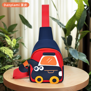 儿童斜挎包男童蓝色挖土机腰包5-10岁新年零钱包户外轻盈胸包