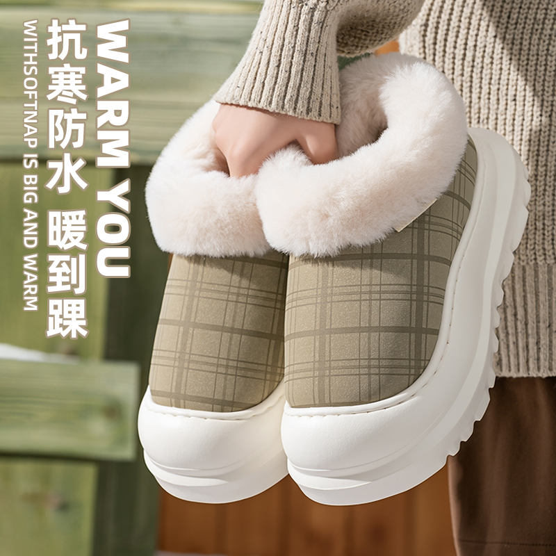 流氓兔包跟棉拖鞋女士款冬天2025新款室内家居加绒厚底外穿雪地靴