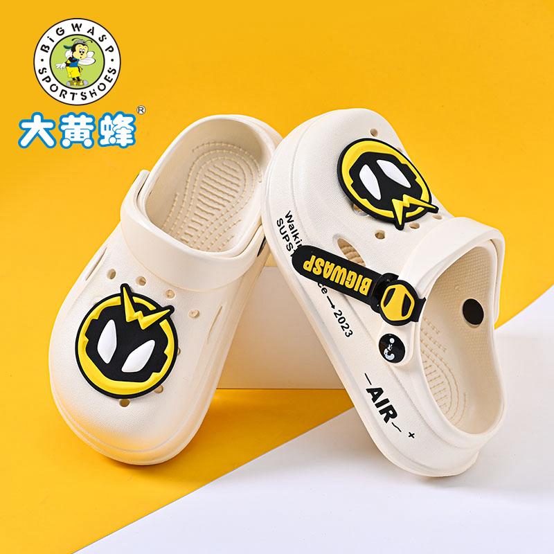 大黄蜂卡通儿童四季轻便洞洞鞋软