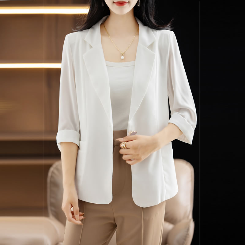 雪纺小西装外套女2023新款韩版夏季宽松休闲西服薄款空调防晒上衣