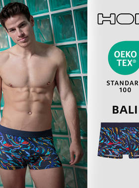 HOM法国男士高弹全棉平角裤无痕提臀设计感不夹臀小性感超短内裤