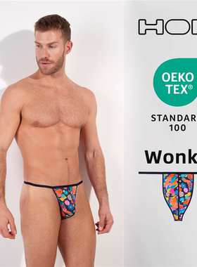 HOM男士丁字裤时尚印花有弹性低腰丁字裤男薄单丁裤U凸性感