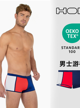 法国HOM男士夏季冲奥限定版平角裤时尚速干度假游泳温泉短裤