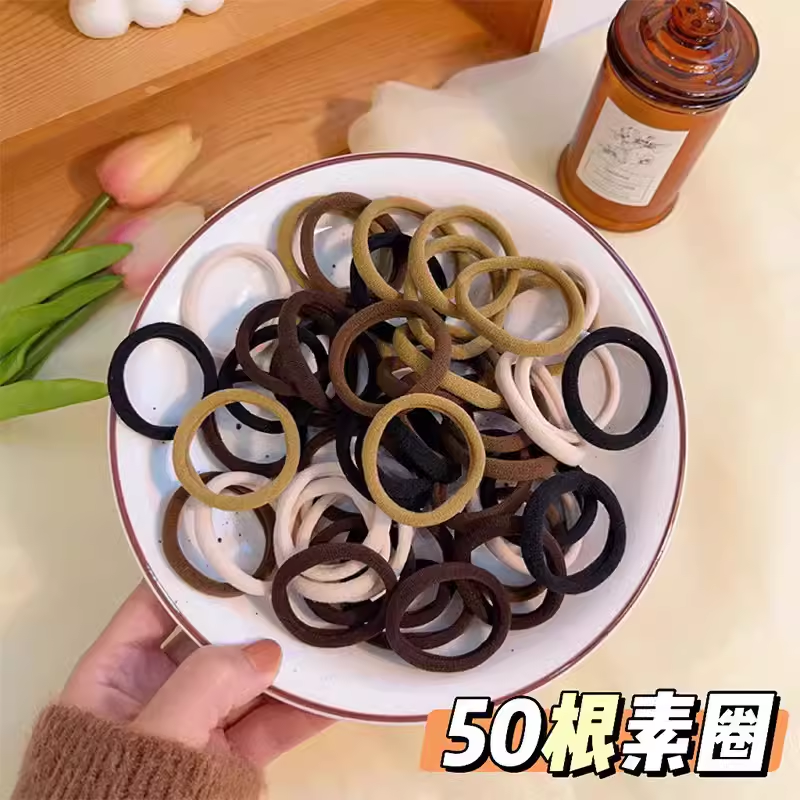 抖音爆款簡約奶咖色高彈力無接縫毛巾圈發圈女扎頭頭繩高馬尾_xwvp旗艦店_服飾配件/皮帶/帽子/圍巾