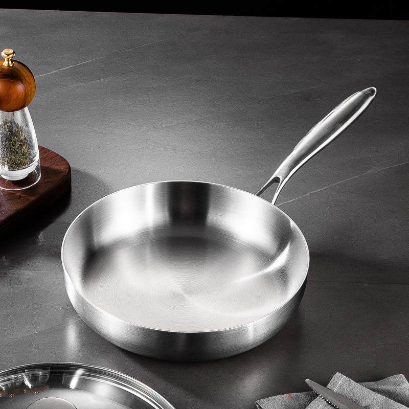 304不锈钢三层钢炒锅 电磁炉煤气灶专用平底锅家用无涂层牛排煎锅,厨房/烹饪用具,煎锅/平底锅,淘宝优惠券,粉丝福利购,淘宝优惠卷