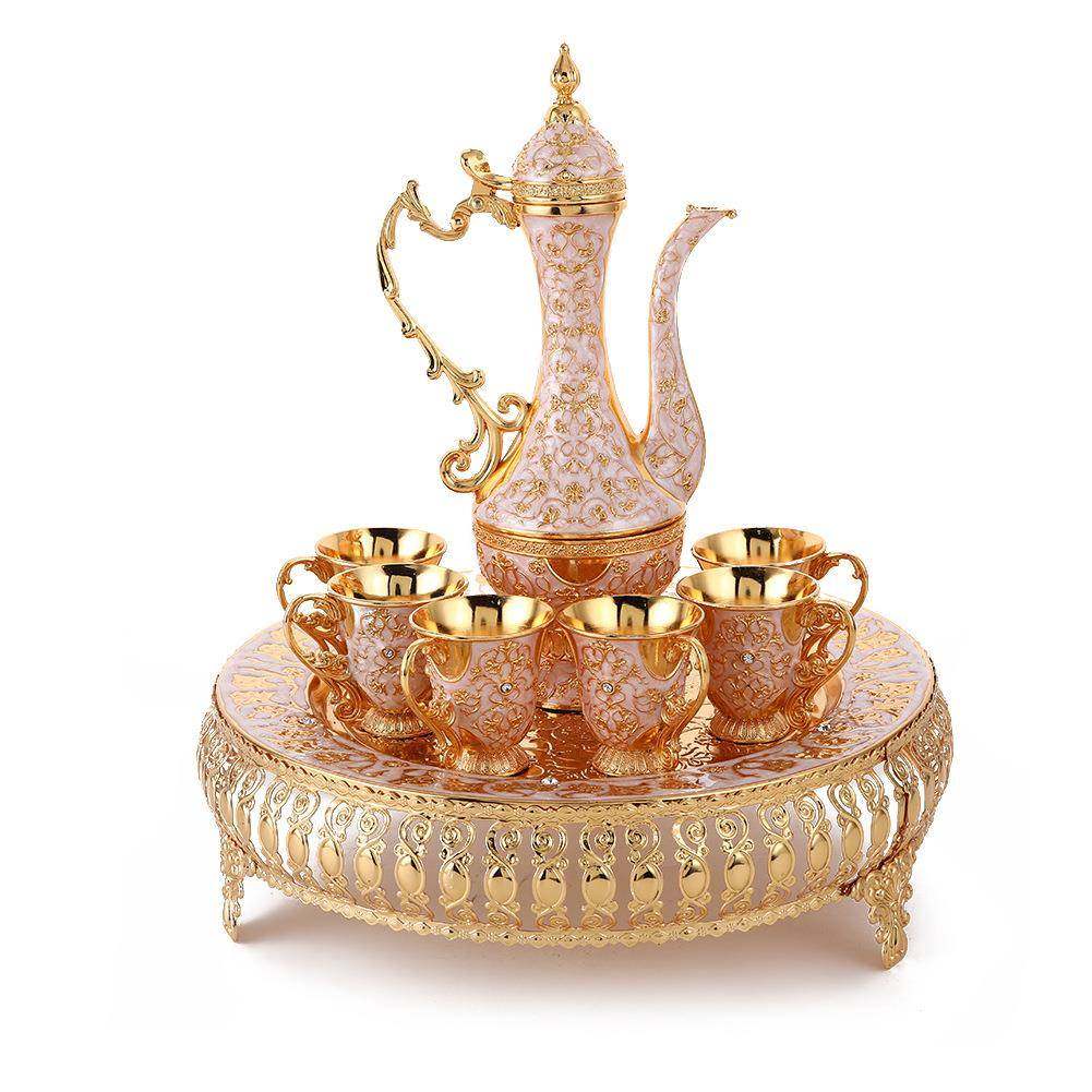 欧式时尚酒具套装五金材质底座酒杯酒壶浮雕印花装饰工艺摆件,餐饮具,酒具套件,淘宝优惠券,粉丝福利购,淘宝优惠卷