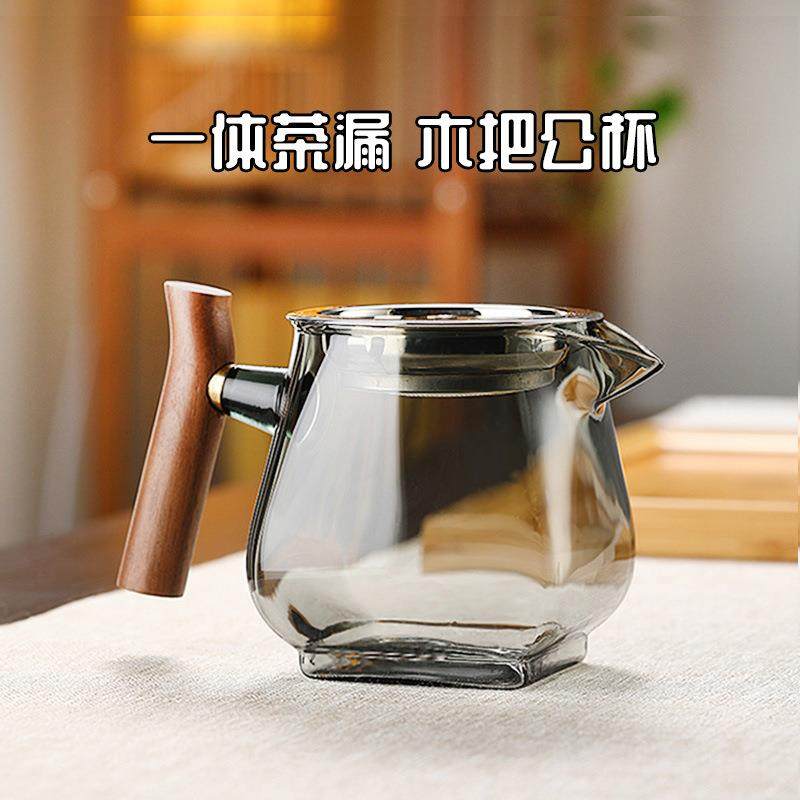 玻璃公道杯分茶器茶具泡茶公杯茶漏公道杯茶滤网一体木把公道杯,餐饮具,公道杯,淘宝优惠券,粉丝福利购,淘宝优惠卷
