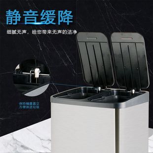垃圾桶不锈钢分类50升医院公共场合办公室家用带盖脚踏踩拉圾箱