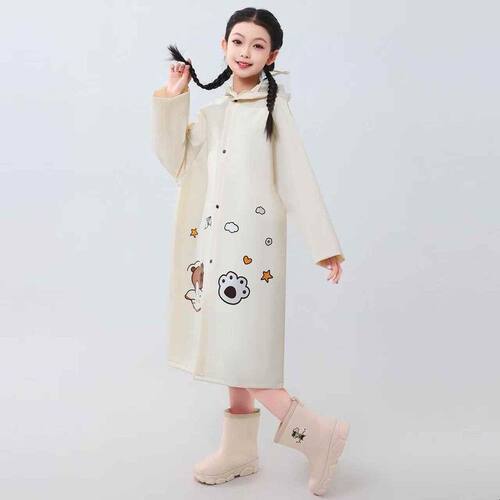 新款TPV儿童雨衣男女儿童雨具小学生雨披带书包位透明大帽檐雨衣