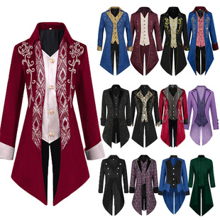 万圣节男式蒸汽朋克中世纪夹克哥特式维多利亚时代弗罗克外套制服