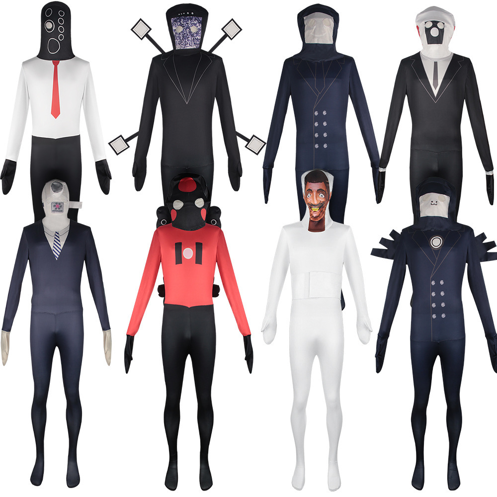 万圣节连体服skibiditoilet游戏cos服马桶人监控人音响人连体衣