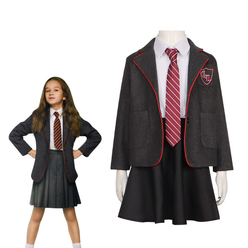玛蒂尔达cos服灰色校服成人儿童码cosplay服欧美万圣节影视制服
