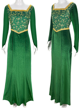 怪物史莱克COS菲奥娜公主cosplay绿色连衣裙万圣节角色扮演服装