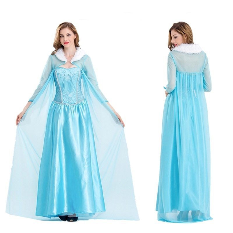 万圣节S-4XL公主裙成人服装冰雪奇缘爱莎艾莎公主裙cosplay舞会