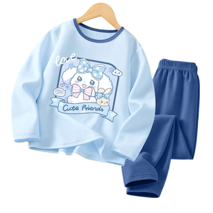 拉夏贝尔女童秋衣秋裤套装2025新款童装春秋睡衣两件套儿童家居服