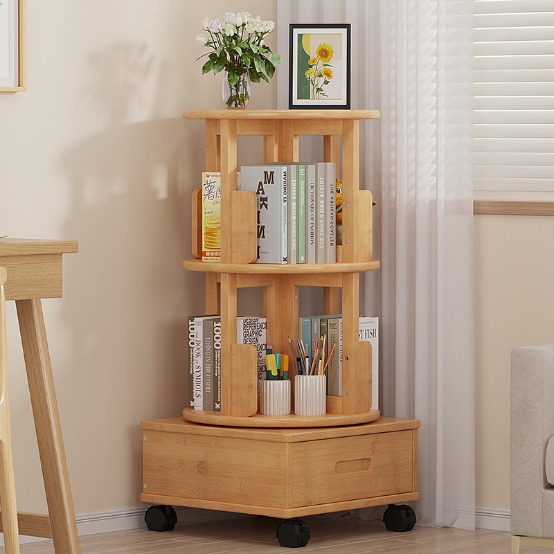 速发度旋转书架书柜省空间儿童落地绘本架简约家用学生简易置物架