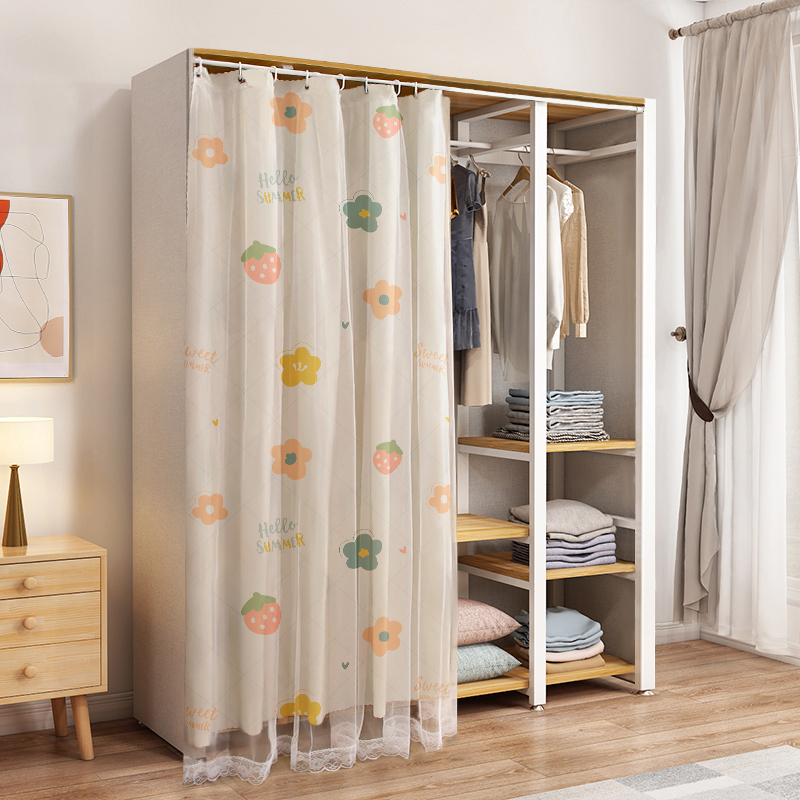 速发免打孔柜子遮挡帘橱柜衣柜书柜门帘杂物遮丑布帘子厨房置物架