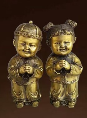 速发乔黄铜金童玉佛像招财童男童居意家创摆件全迁送礼结婚礼品
