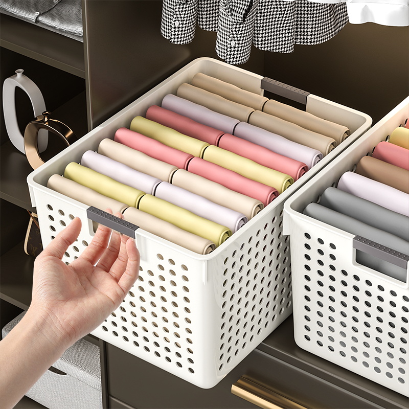 速发桌面塑料收纳筐厨长杂物收纳盒玩具收纳框幼儿园形方房收纳小