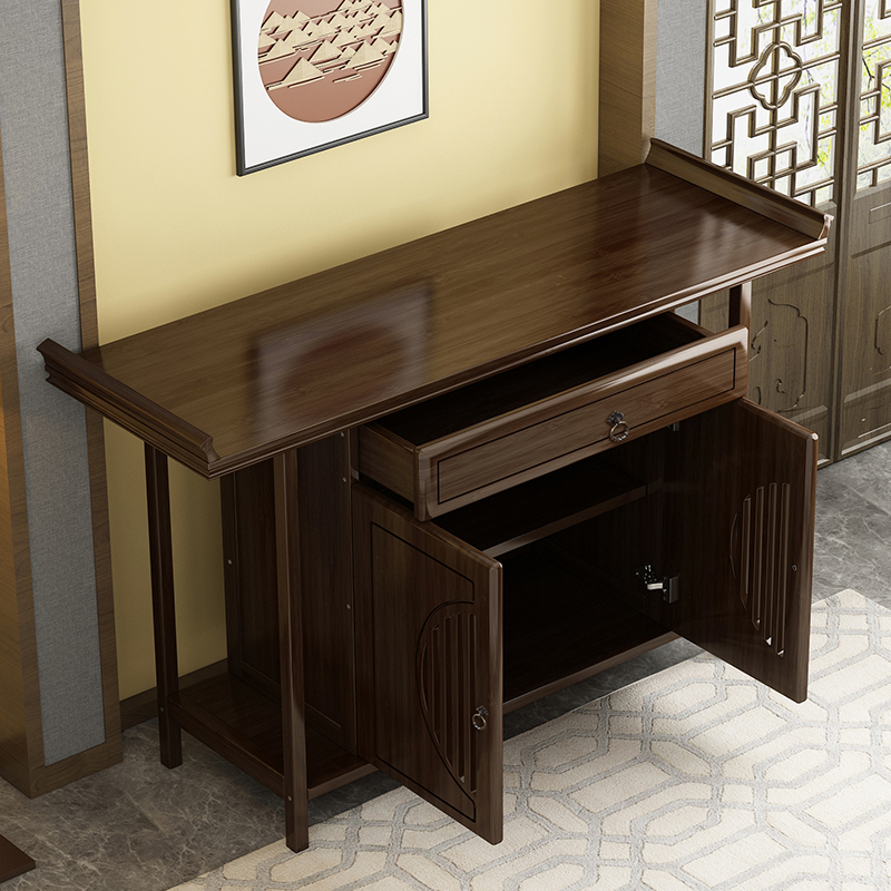 速发新中式玄关台供奢进门靠墙桌子实木玄关柜轻桌家用窄长条小几