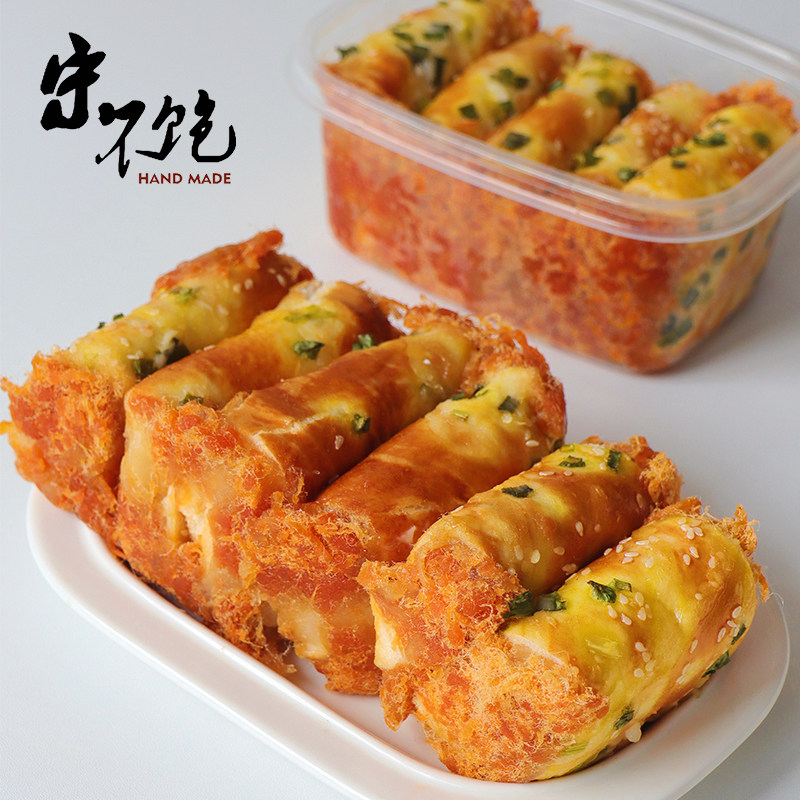 不饱的面包香葱肉松夹古早味面包手工糕点香葱沙拉酱爆酱肉松卷