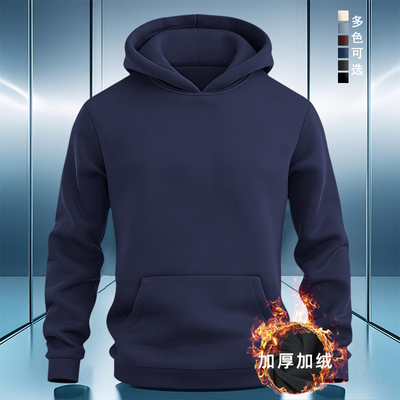 加绒加厚宽松纯棉美式连帽卫衣