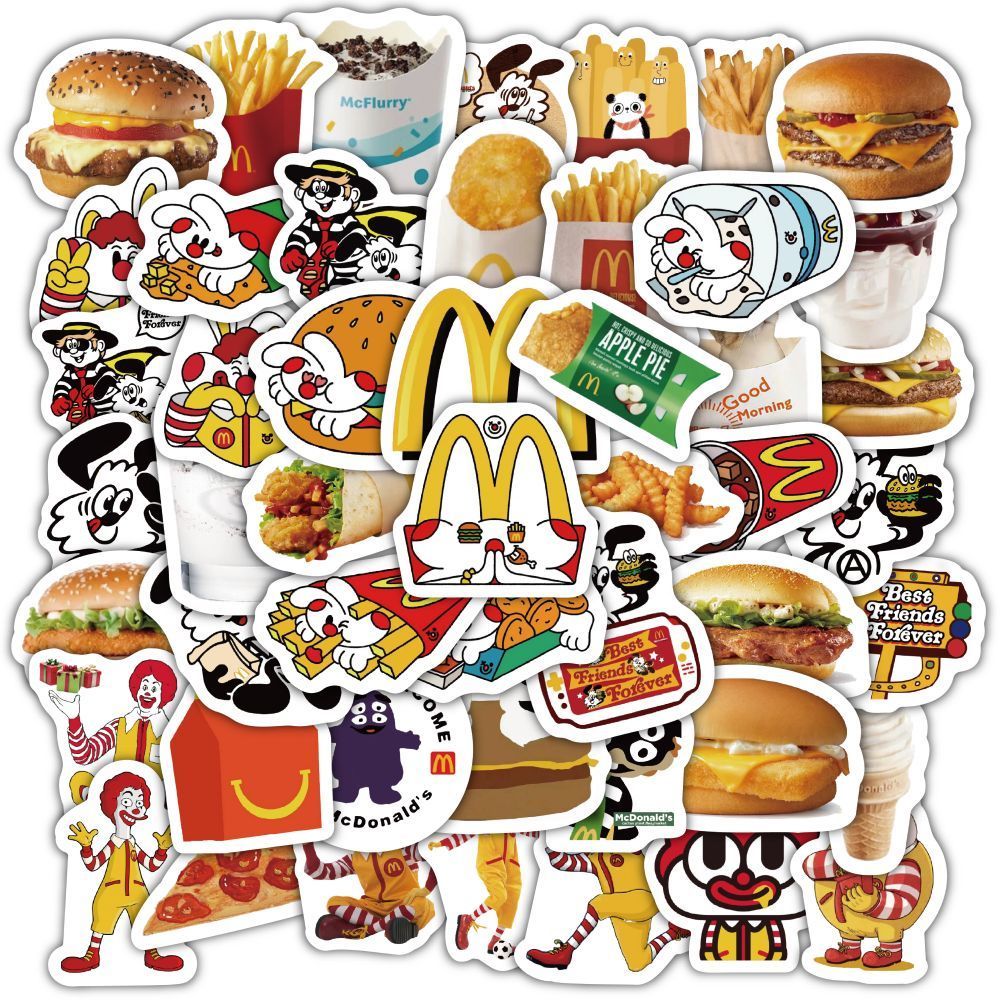 240张麦当劳贴纸ins创意麦门永存汉堡薯条贴画装饰笔记本diy防水