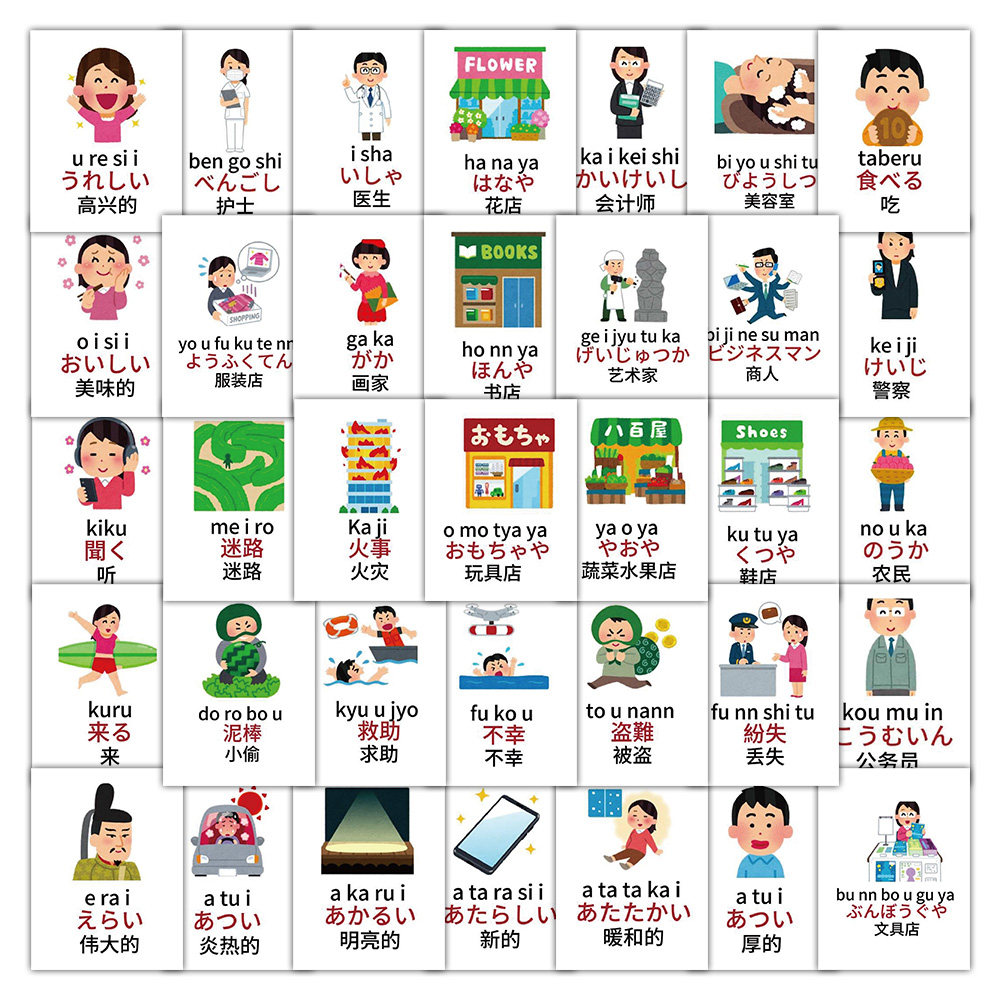 700张日语单词速记贴纸学生学习知识素材笔记本桌面装饰防水贴画