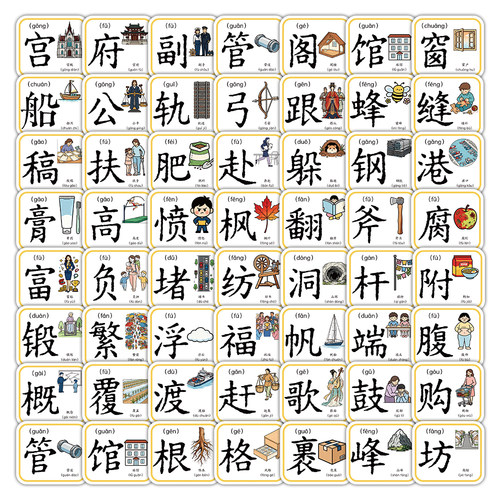 108张看图识字贴纸幼儿园宝宝启蒙早教一年级儿童学习认字贴画