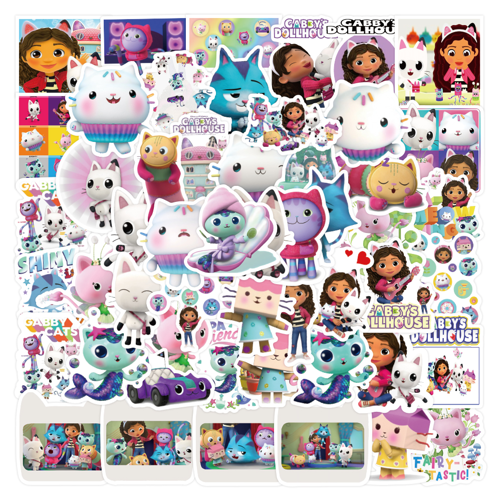 400张盖比的娃娃屋贴纸儿童卡通动画周边diy装饰玩具水杯防水贴画