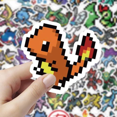 240张卡通像素风宝可梦贴纸可爱ins喷火龙妙蛙种子二次元手账贴画