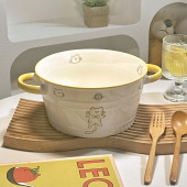 新款 釉下彩可爱高颜值陶瓷双耳汤碗家用大号汤盆大碗泡面碗螺蛳粉