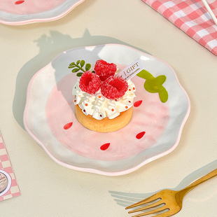 可爱ins风6寸小盘子高级感甜点碟子餐具陶瓷餐盘甜品盘精致蛋糕碟