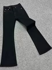 American-Style Versatile Cleanfit Black Jeans, Heavyweight Interlock Stretch Fabric, Straight-Leg Trousers with a Slight Flare