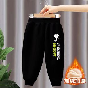 子秋冬季 束脚长裤 新款 冬中大童装 一体绒冬 加绒儿童运动卫裤 男童裤