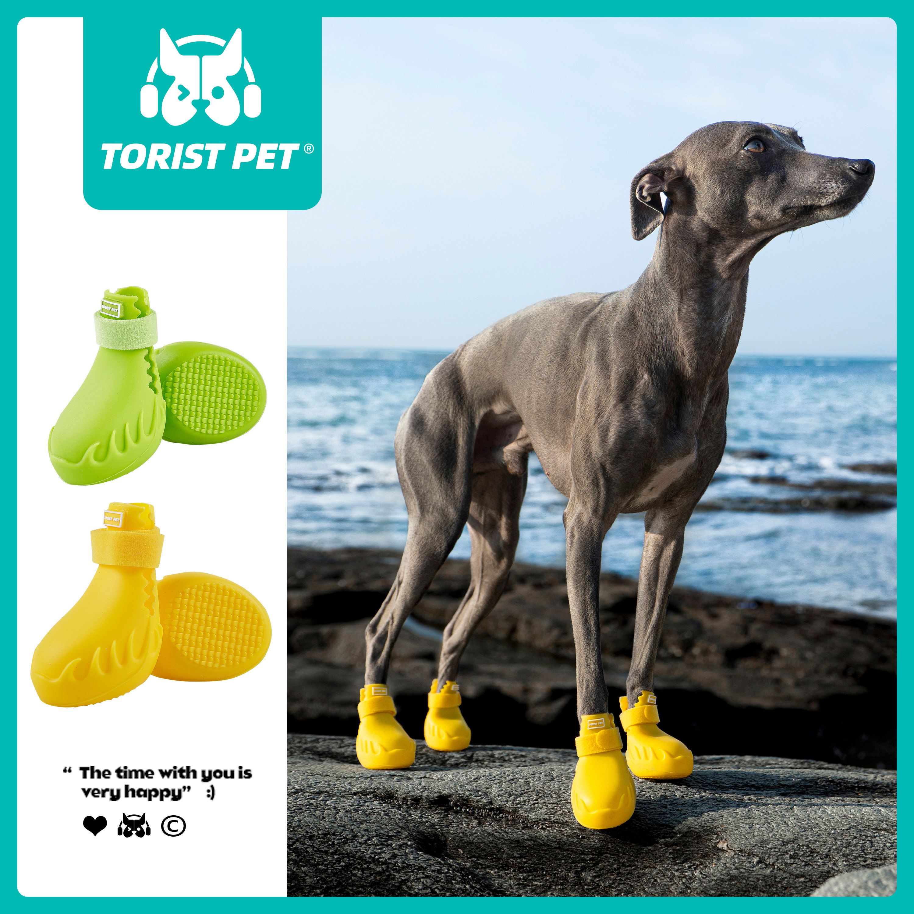 TORIST PET狗狗雨鞋宠物户外防水防脏鞋套雪纳瑞泰迪防滑不掉鞋