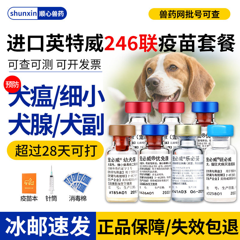 英特威四联疫苗狗狗二四六联幼成犬犬瘟细小狗育苗进口宠必威狂犬