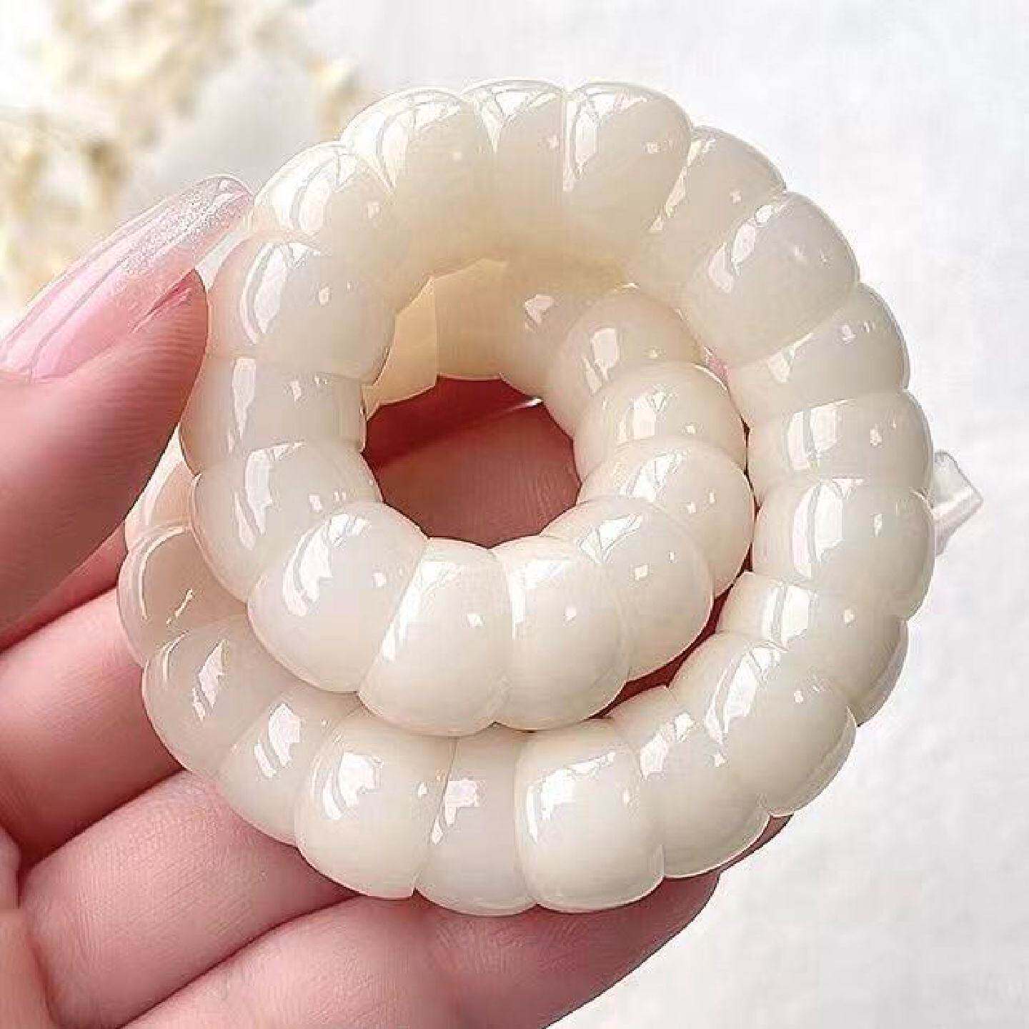 猪大肠菩提根白玉菩提子渐变绕指柔学生盘玩手串手持佛珠文玩手链