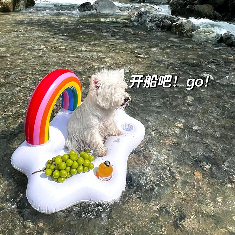 宠物游泳圈中小型狗狗可爱水上乐园充气季浮床户外便携加厚浮床夏