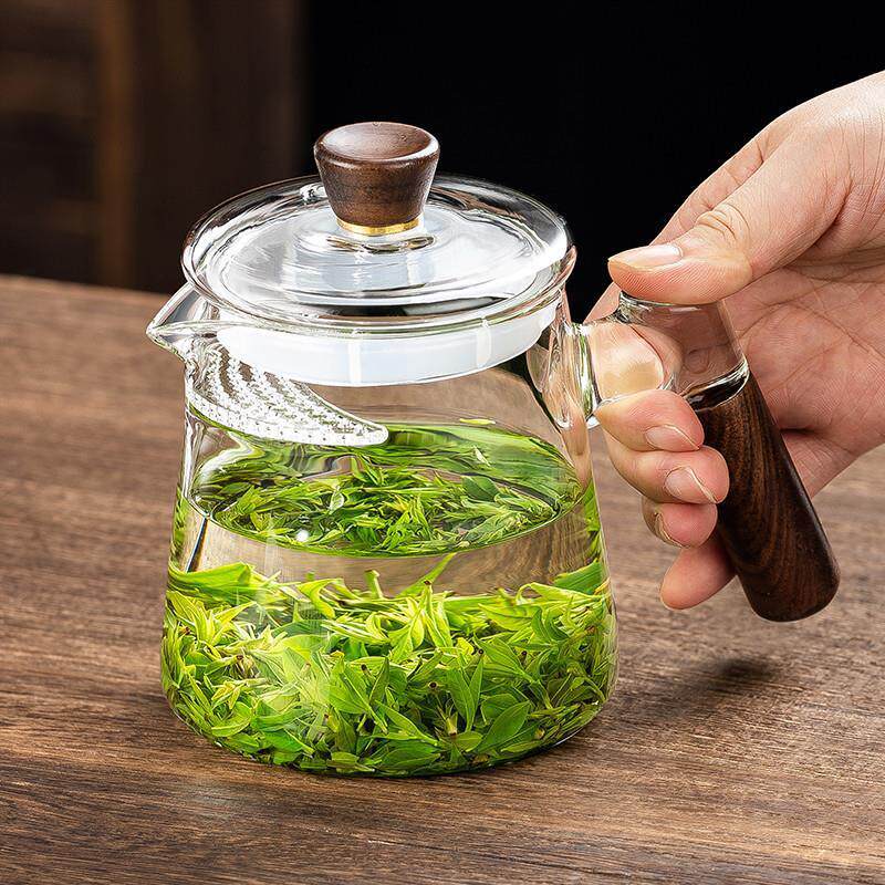 木把玻璃茶壶月牙过滤茶水分离绿茶泡茶器电陶炉煮茶透明功夫茶具