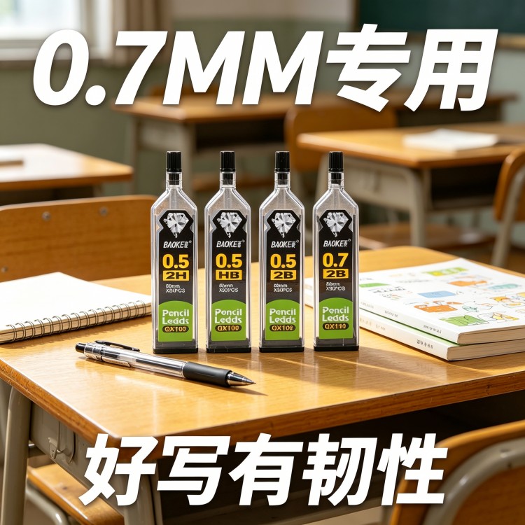 自动铅笔07mm笔芯0.30.50.70.9活动替芯HB2B2H自铅笔芯铅芯