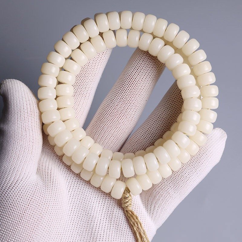 速发原生态白玉菩提根药片隔片薄切直切手串108颗佛珠念珠男项链