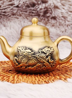速发件麟黄铜麒古把把壶黄铜手把壶国风小茶壶酒壶手把复家居桌面