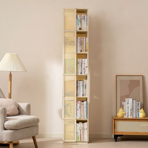 速发度旋转书架落地置物架家用简易小型书柜客厅收纳架多层储物架