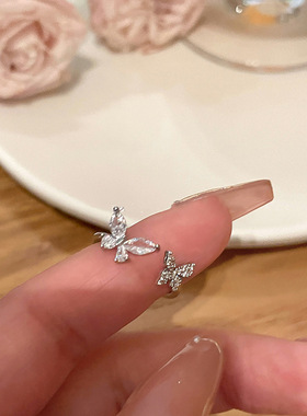 速发精致锆石蝴蝶开口轻奢小众设计高级感食指戒个性简约指环