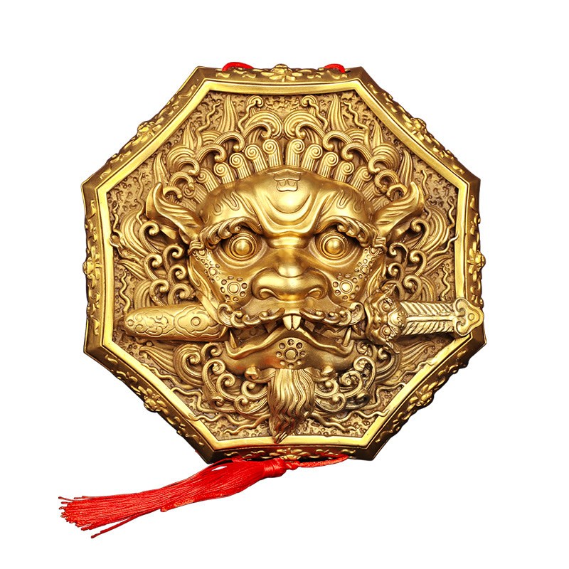 速发狮咬剑八卦镜挂件海神门符吞口兽睚眦狮子咬剑纯铜质狮咬剑牌